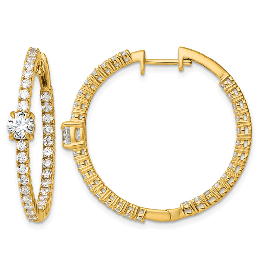 14k 3 carat Lab Grown Diamond VS+ F+ Complete Hinged In and Out Hoop Earrings