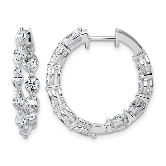 14k White Gold 3 1/5 carat Lab Grown Diamond VS+ F+ Complete Hinged In and Out Hoop Earrings