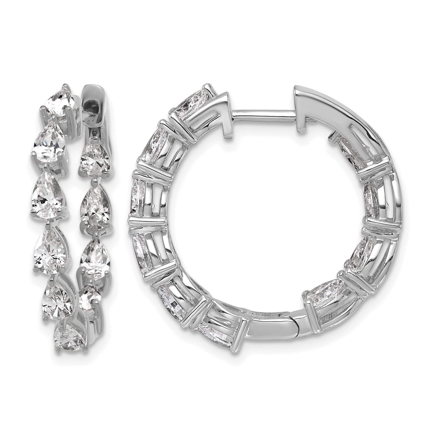 14k White Gold 3 carat Lab Grown Diamond VS+ F+ Complete Hinged In and Out Hoop Earrings