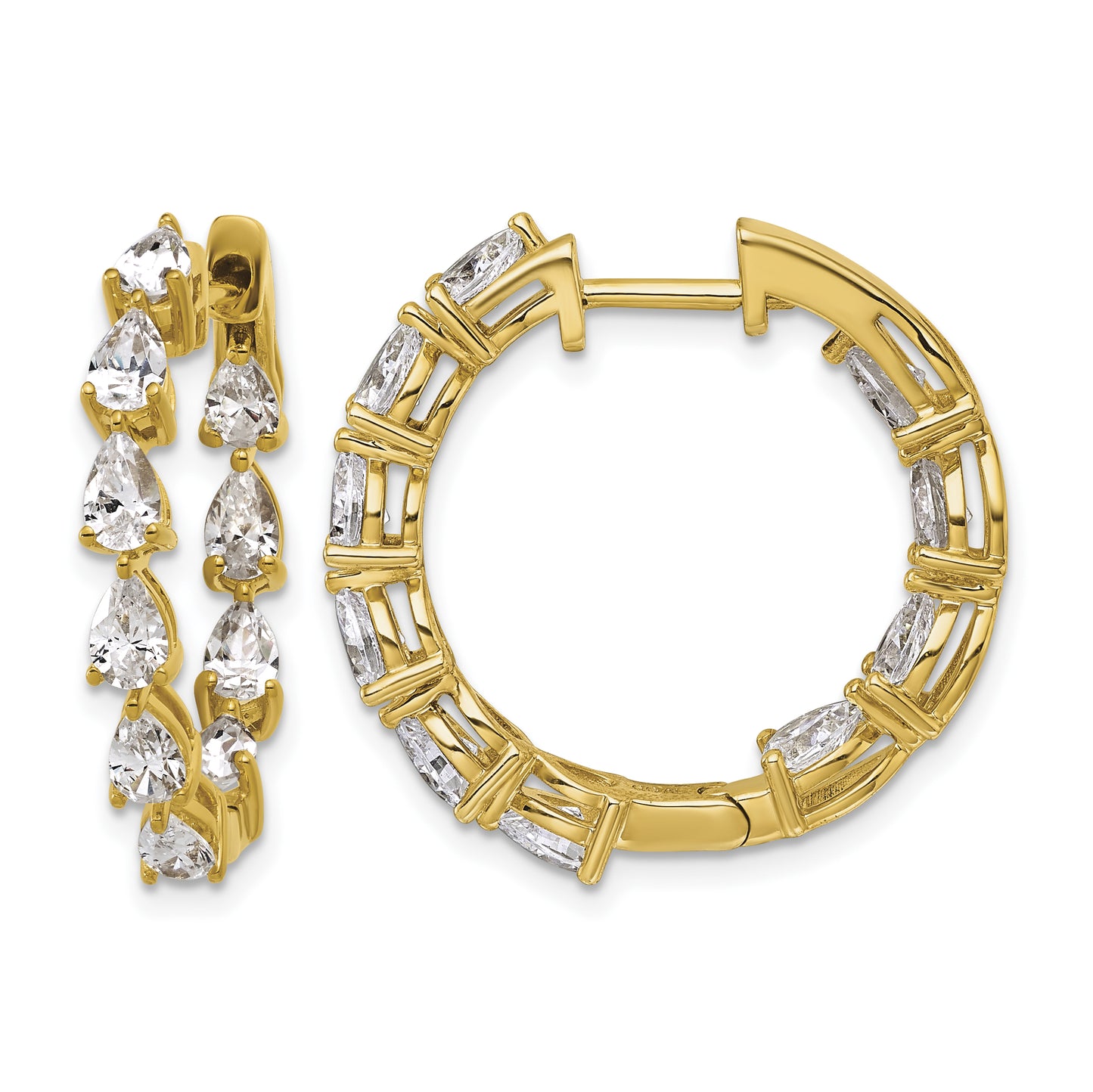 14k 3 carat Lab Grown Diamond VS+ F+ Complete Hinged In and Out Hoop Earrings