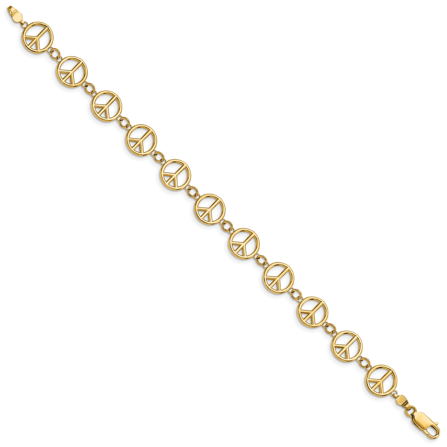 14k Polished Peace Sign 7.5 inch Bracelet