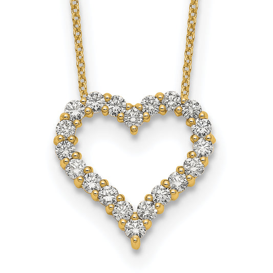 14k 1 carat Lab Grown Diamond VS/SI+ G+ Complete 18 inch Heart Necklace