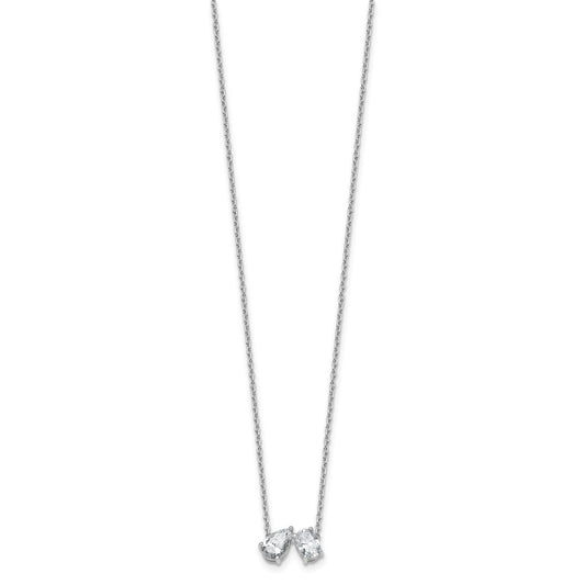 True Origin 14k White Gold 1 1/2 carat Lab Grown Diamond VS DEF 18 inch Two Stone Necklace