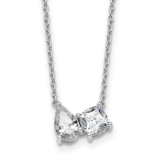 True Origin 14k White Gold 1 3/4 carat Lab Grown Diamond VS DEF 18 inch Two Stone Necklace