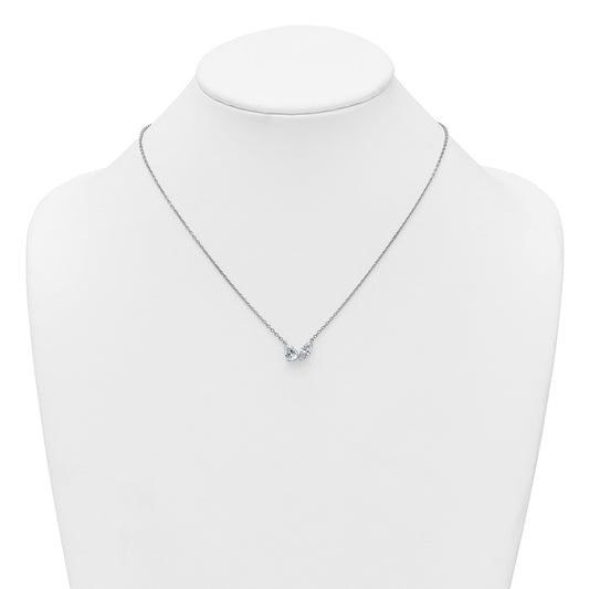 True Origin 14k White Gold 1 5/8 carat Lab Grown Diamond VS DEF 18 inch Two Stone Necklace