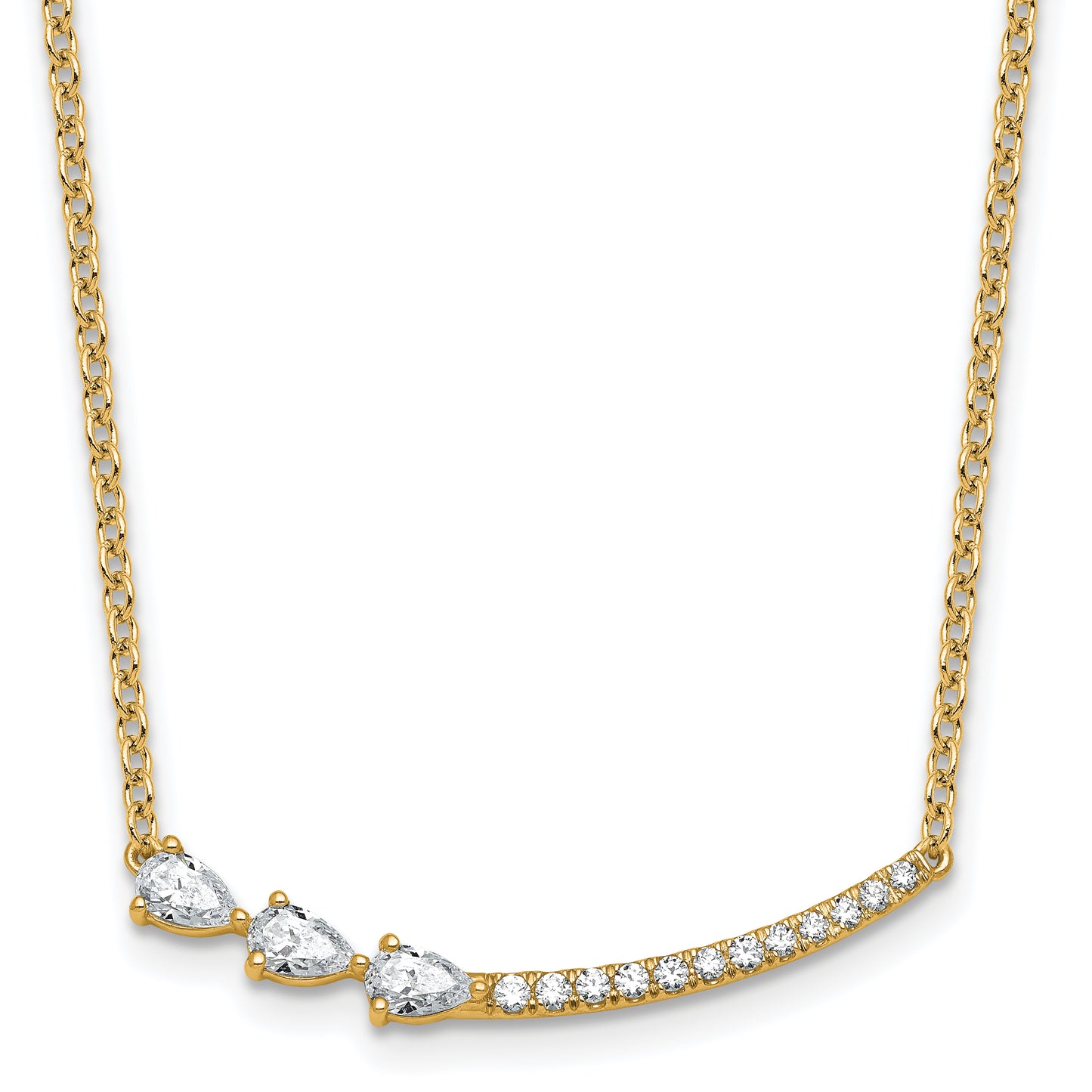 14k 3/4 carat Lab Grown Diamond VS+ F+ Complete 18 inch Fashion Bar Necklace