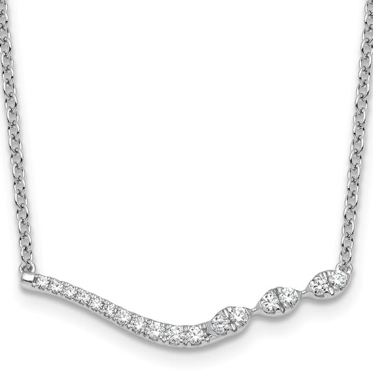 14k White Gold 1/3 carat Lab Grown Diamond VS+ F+ Complete 18 inch Fashion Bar Necklace
