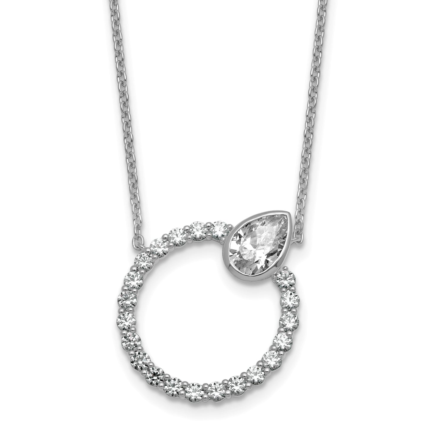 True Origin 14k White Gold 2 carat Lab Grown Diamond VS+ F+ Complete Pear Bezel-Set Eternity Necklace
