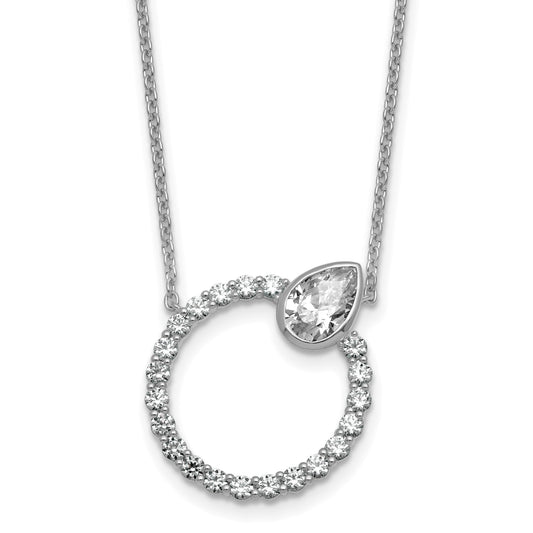 True Origin 14k White Gold 2 carat Lab Grown Diamond VS+ F+ Complete Pear Bezel-Set Eternity Necklace