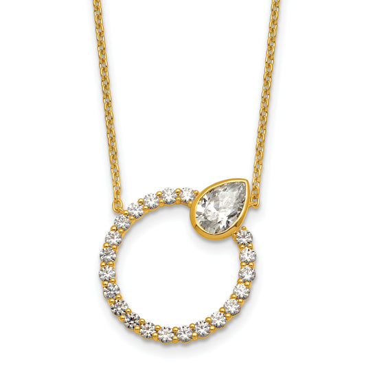 True Origin 14k Yellow Gold 2 carat Lab Grown Diamond VS+ F+ Complete Pear Bezel-Set Eternity Necklace