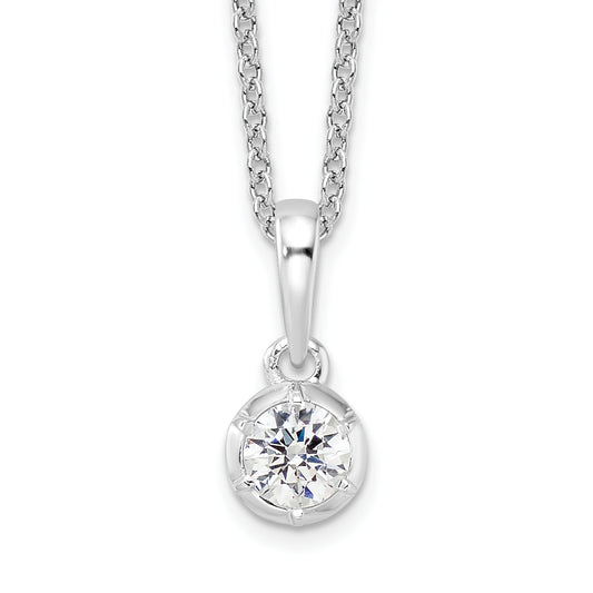 True Origin 14K White Gold 1/4 carat Lab Grown Diamond VS+ F+ Complete 18 in Round Solitaire Necklace
