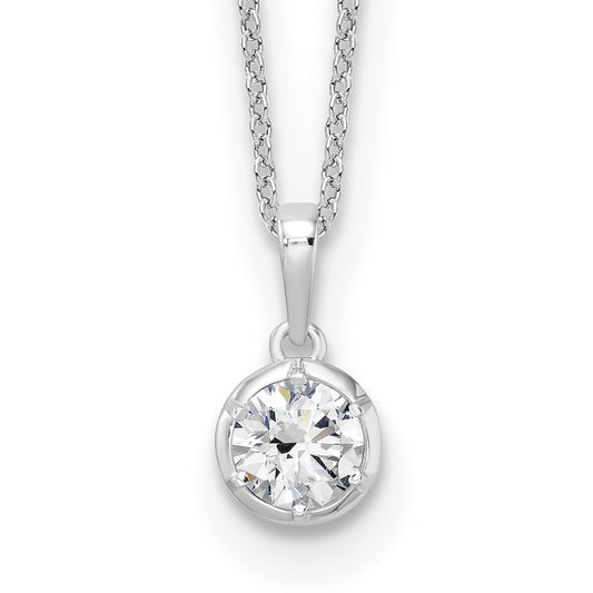 True Origin 14K White Gold 5/8 carat Lab Grown Diamond VS+ F+ Complete 18 in Round Solitaire Necklace
