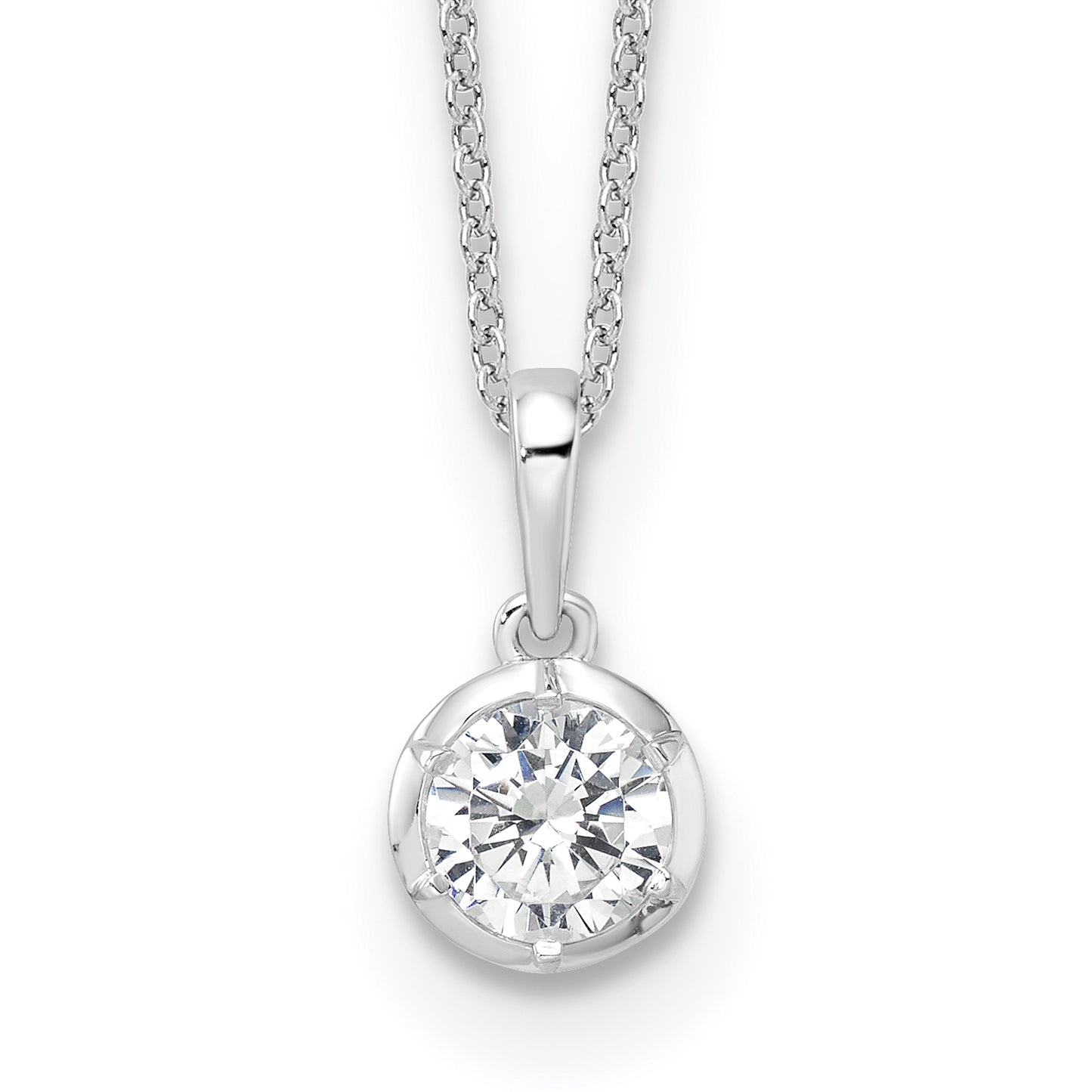 True Origin 14K White Gold 3/4 carat Lab Grown Diamond VS+ F+ Complete 18 in Round Solitaire Necklace
