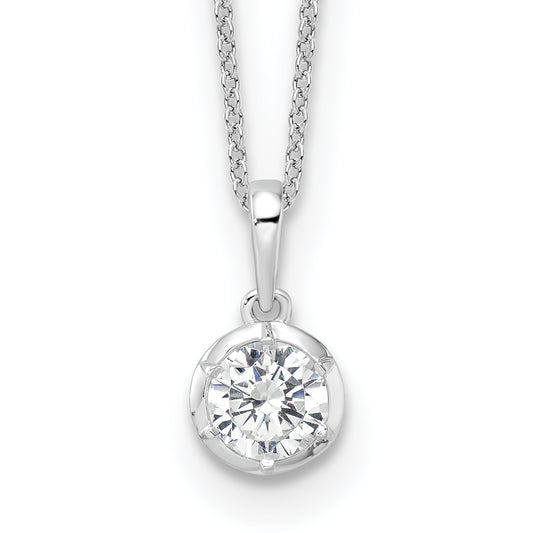 True Origin 14K White Gold 3/4 carat Lab Grown Diamond VS+ F+ Complete 18 in Round Solitaire Necklace