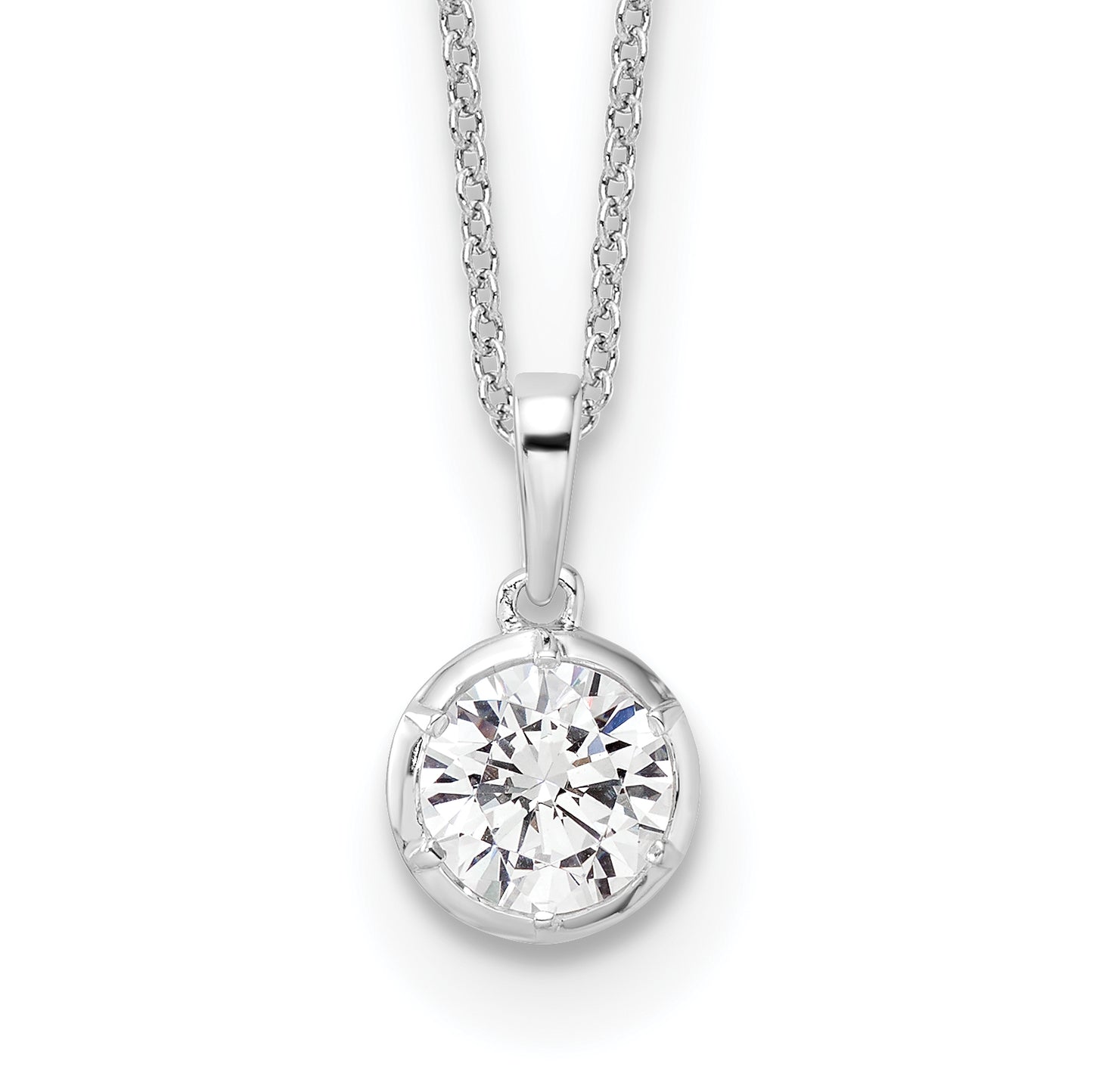 True Origin 14K White Gold 1 carat Lab Grown Diamond VS+ F+ Complete 18 in Round Solitaire Necklace