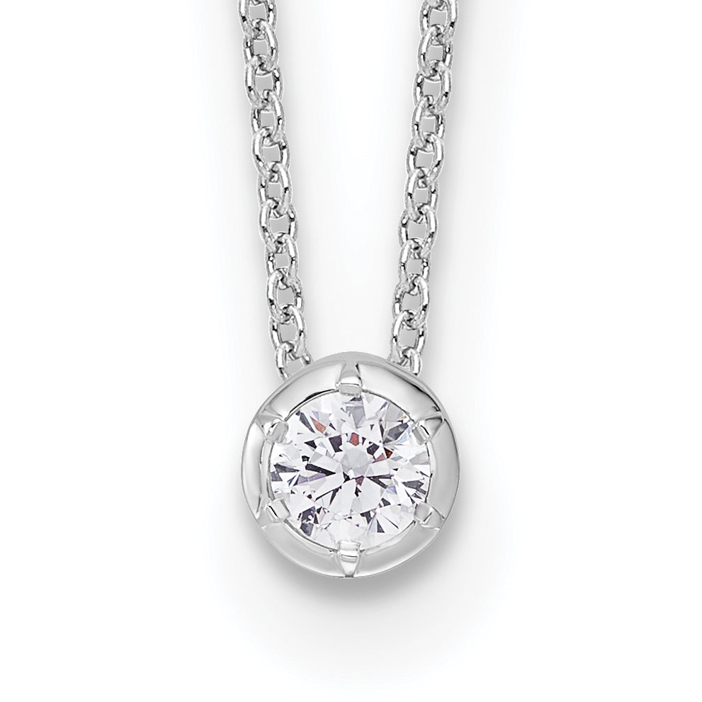 True Origin 14K White Gold 1/4 carat Lab Grown Diamond VS+ F+ Complete 18 in Round Solitaire Necklace