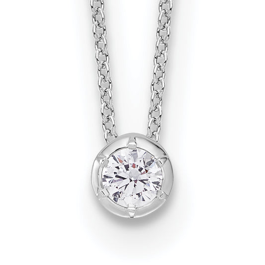 True Origin 14K White Gold 1/4 carat Lab Grown Diamond VS+ F+ Complete 18 in Round Solitaire Necklace