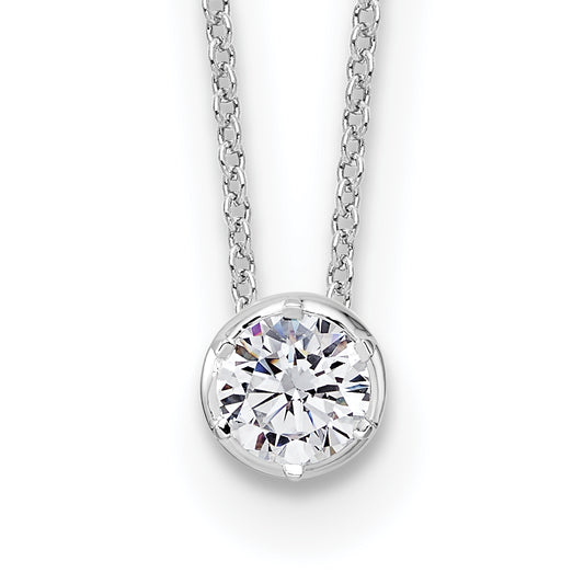 True Origin 14K White Gold 1/2 carat Lab Grown Diamond VS+ F+ Complete 18 in Round Solitaire Necklace