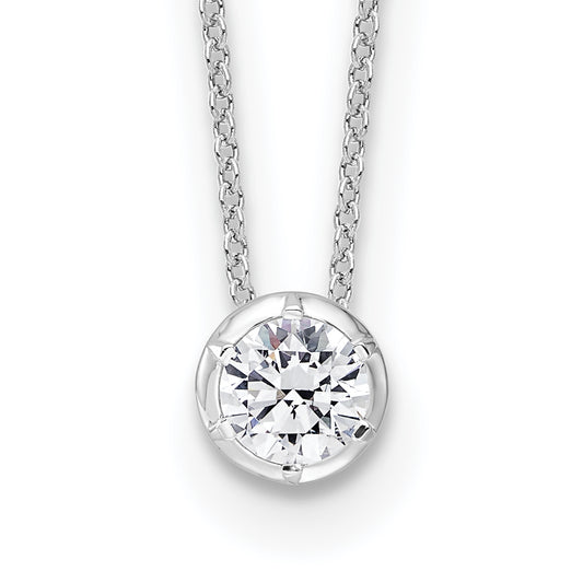 True Origin 14K White Gold 5/8 carat Lab Grown Diamond VS+ F+ Complete 18 in Round Solitaire Necklace