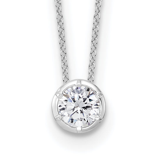 True Origin 14K White Gold 3/4 carat Lab Grown Diamond VS+ F+ Complete 18 in Round Solitaire Necklace