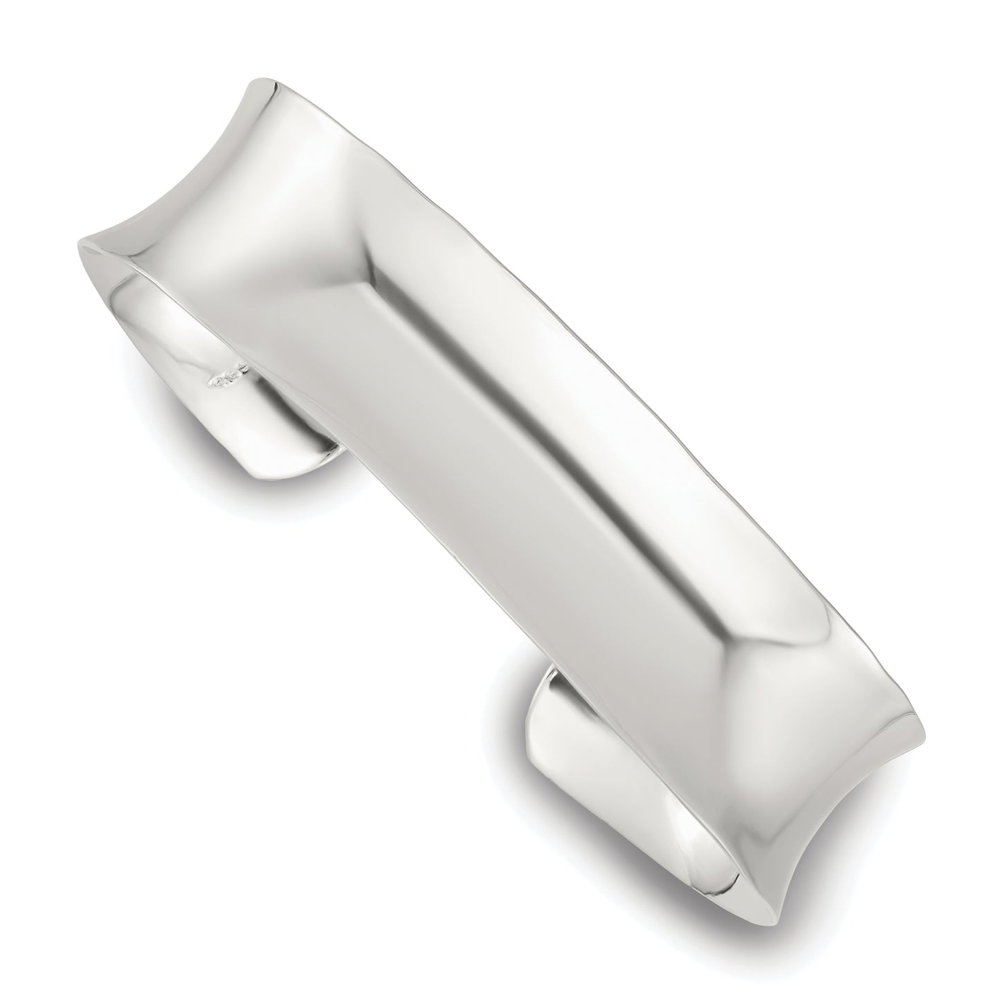 Sterling Silver Polished 15mm Concave Cuff Bangle