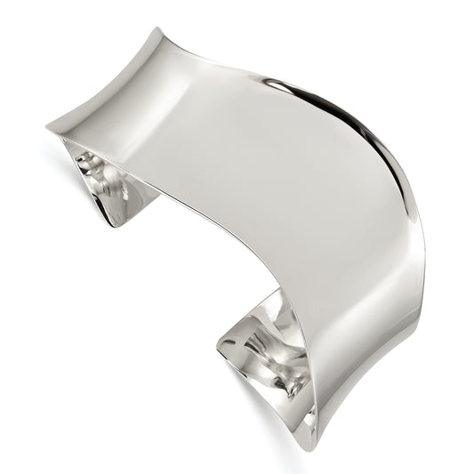 Sterling Silver Polished Wave Cuff Bangle