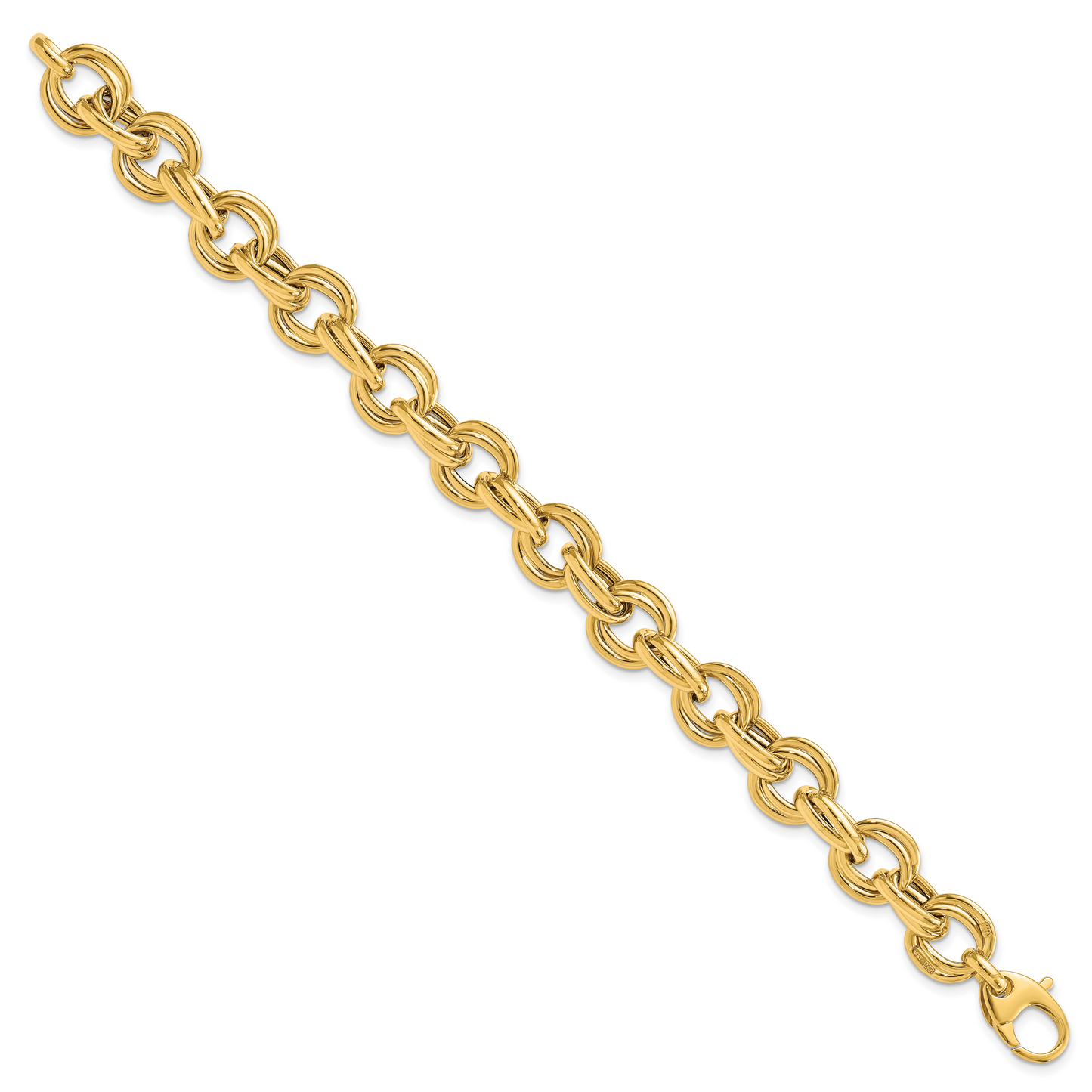 14K Polished 11mm Fancy Double Link Cable 8 inch Bracelet