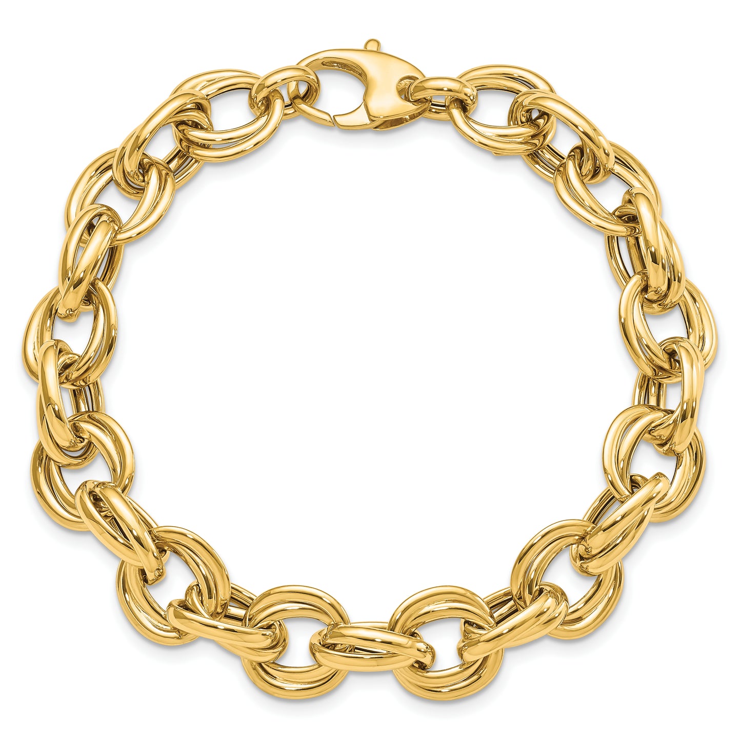 14K Polished 11mm Fancy Double Link Cable 8 inch Bracelet