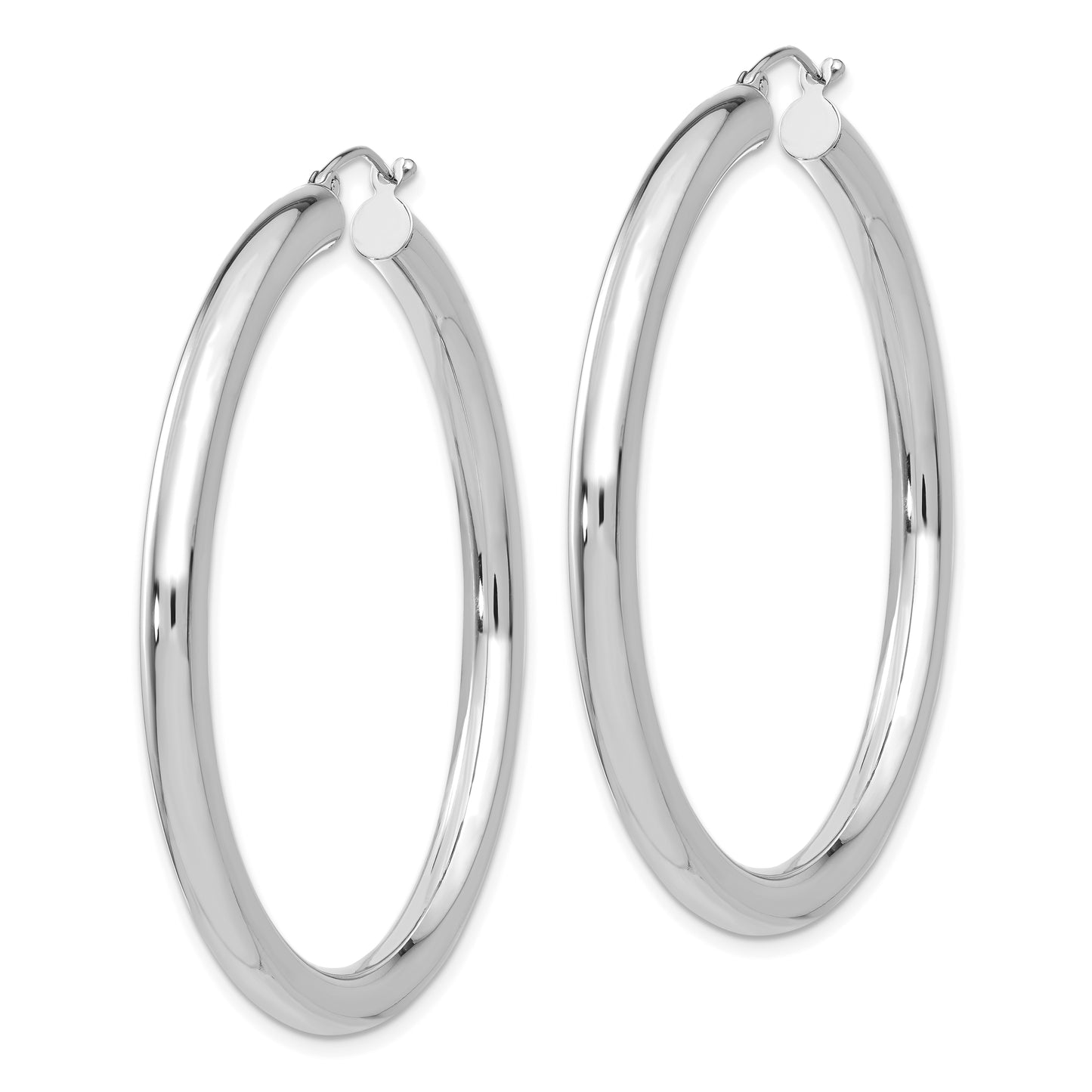 14K White Gold 4x55mm Polished Lightweight Tube Hoop Earrings