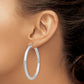 14K White Gold 4x55mm Polished Lightweight Tube Hoop Earrings