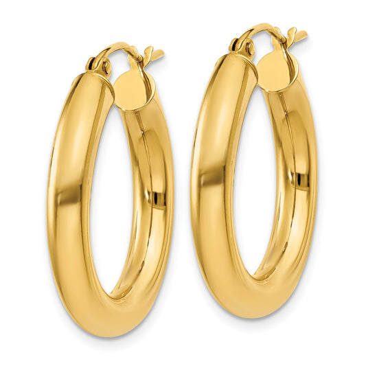 14k Polished 4mm Tube Hoop Earrings