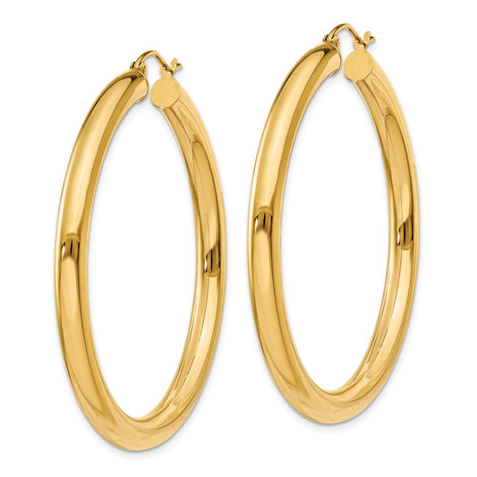 14K Yellow Gold 5.3mm Hollow Twisted Round Hoops