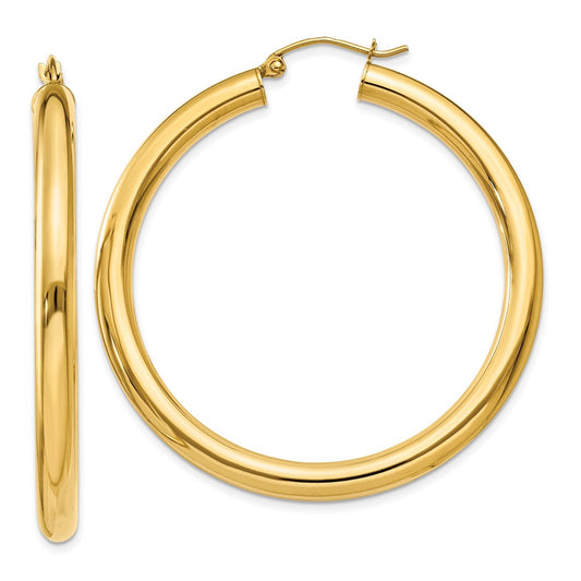 14K Yellow Gold 5.3mm Hollow Twisted Round Hoops