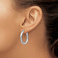 14k White Gold 4x30mm Diamond-cut Round Tube Hoop Earrings