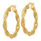 14k Polished Twisted 4.00 x 33mm Tube Hoop Earrings