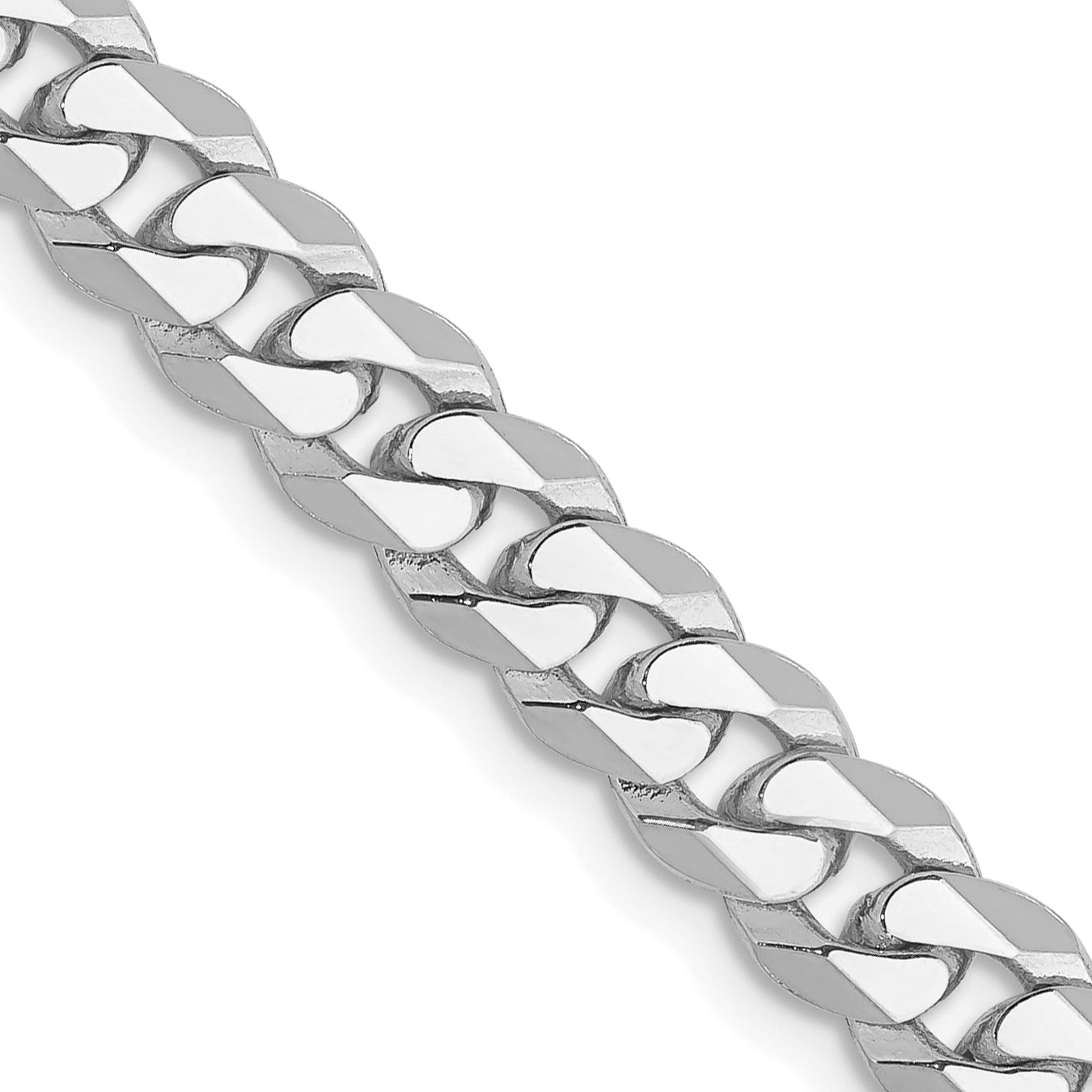 14K White Gold 20 inch 5.75mm Flat Beveled Curb with Lobster Clasp Chain