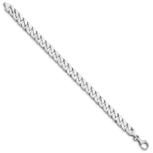 14K White Gold 8 inch 7.4mm Hand Polished Fancy Link with Fancy Lobster Clasp Bracelet