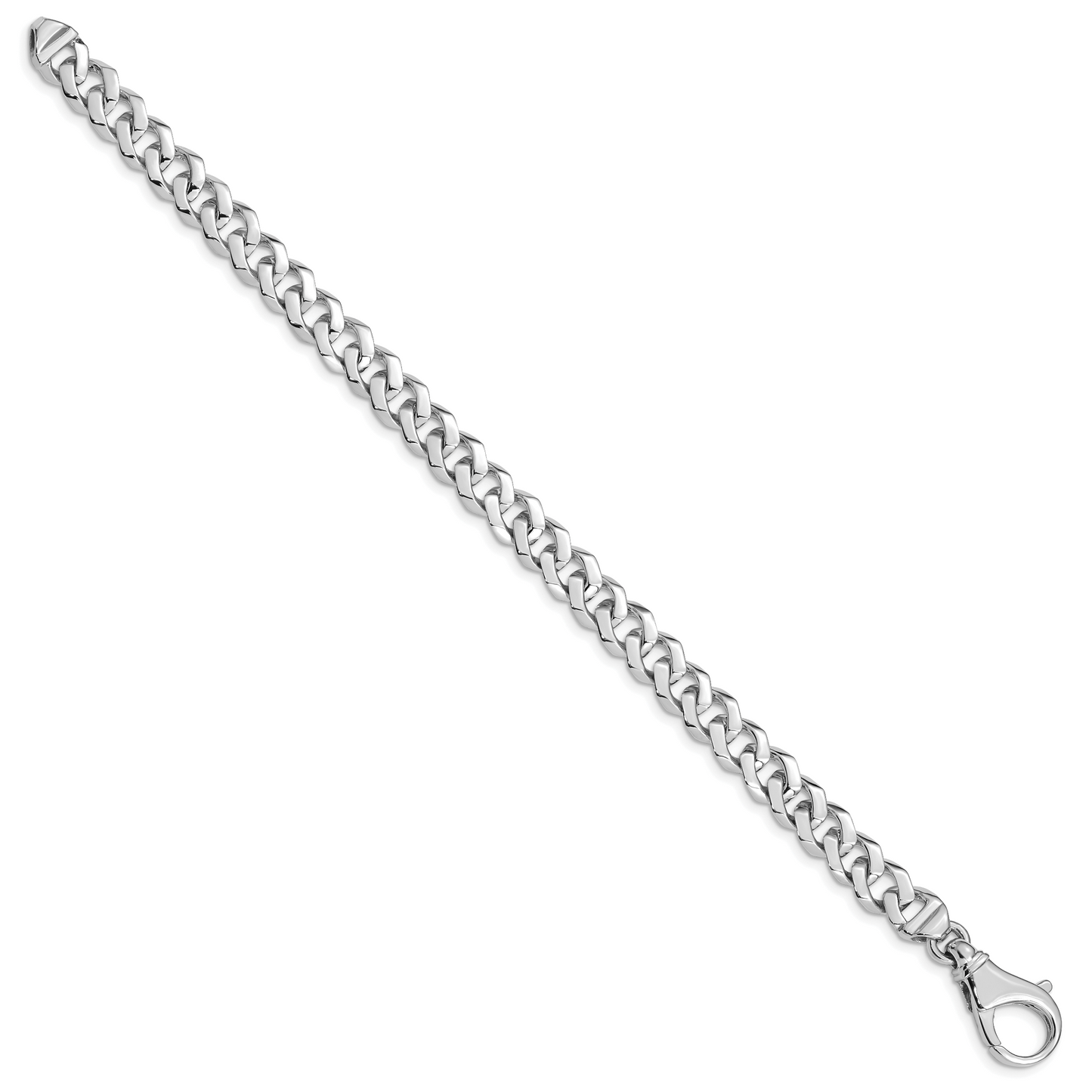 14K White Gold 9 inch 8mm Hand Polished Fancy Link with Fancy Lobster Clasp Bracelet