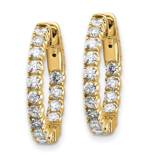 14K Yellow Gold Lab-Grown Diamond Round Hoops w/ Safety Clasp