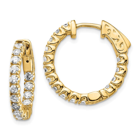 14K Yellow Gold Lab-Grown Diamond Round Hoops w/ Safety Clasp